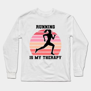 Running Is My Therapy Long Sleeve T-Shirt